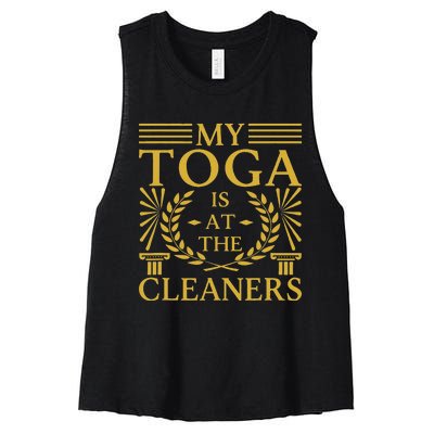 Toga Party Accessories My Toga Is At The Cleaners Women's Racerback Cropped Tank