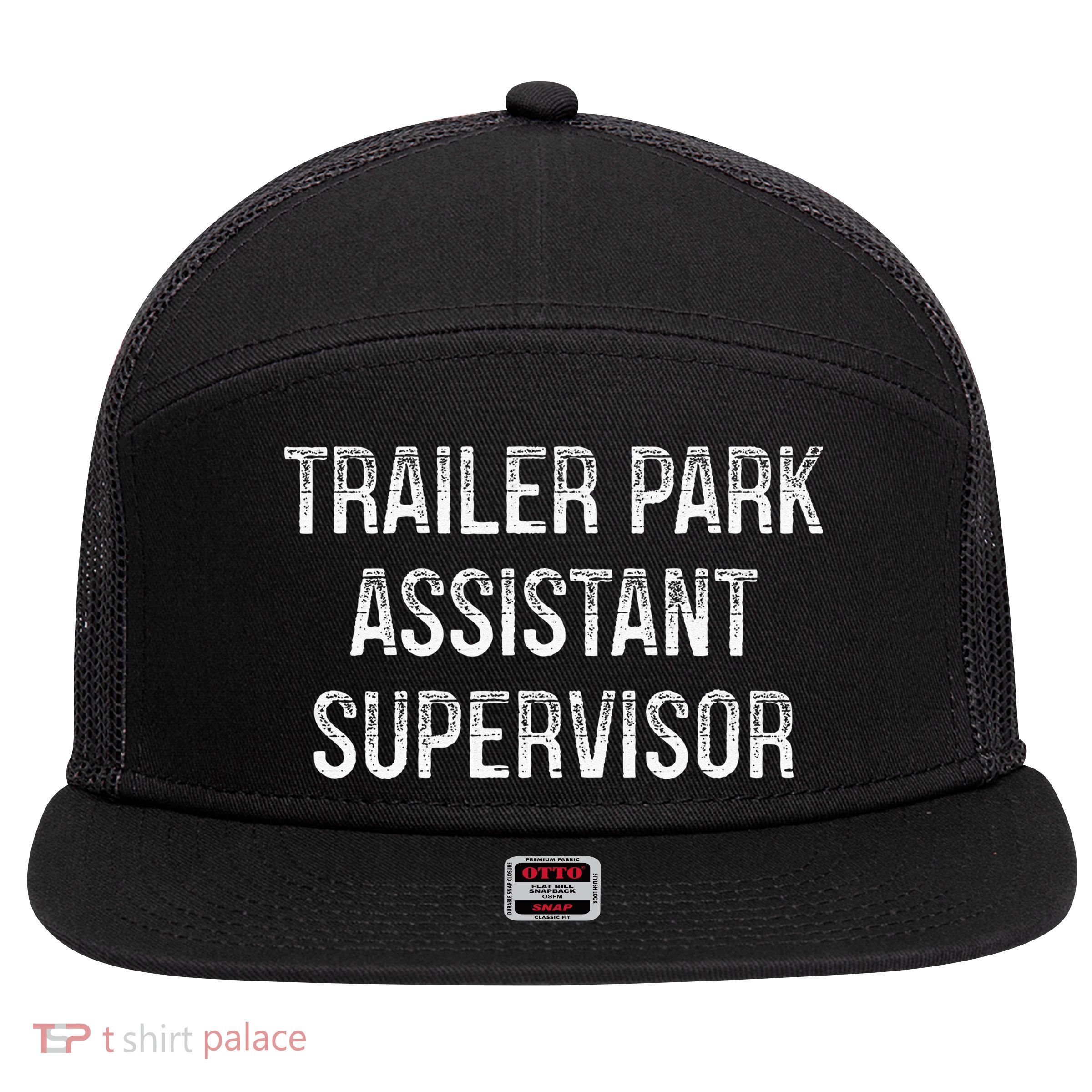 Trailer Park Assistant Supervisor Vintage Style 7 Panel Mesh Trucker Snapback Hat