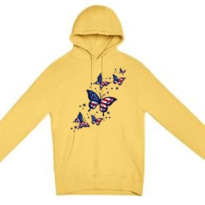 Th Patriotic America flag Butterflies Lover 4th Of July Premium Pullover Hoodie