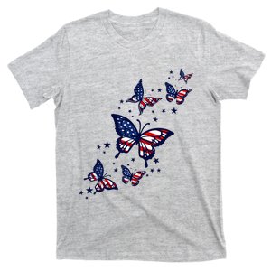 Th Patriotic America flag Butterflies Lover 4th Of July T-Shirt