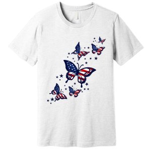 Th Patriotic America flag Butterflies Lover 4th Of July Premium T-Shirt