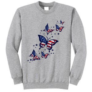 Th Patriotic America flag Butterflies Lover 4th Of July Tall Sweatshirt