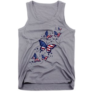 Th Patriotic America flag Butterflies Lover 4th Of July Tank Top