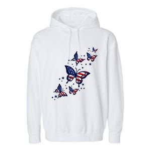 Th Patriotic America flag Butterflies Lover 4th Of July Garment-Dyed Fleece Hoodie