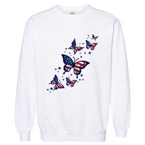 Th Patriotic America flag Butterflies Lover 4th Of July Garment-Dyed Sweatshirt