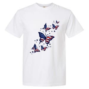 Th Patriotic America flag Butterflies Lover 4th Of July Garment-Dyed Heavyweight T-Shirt