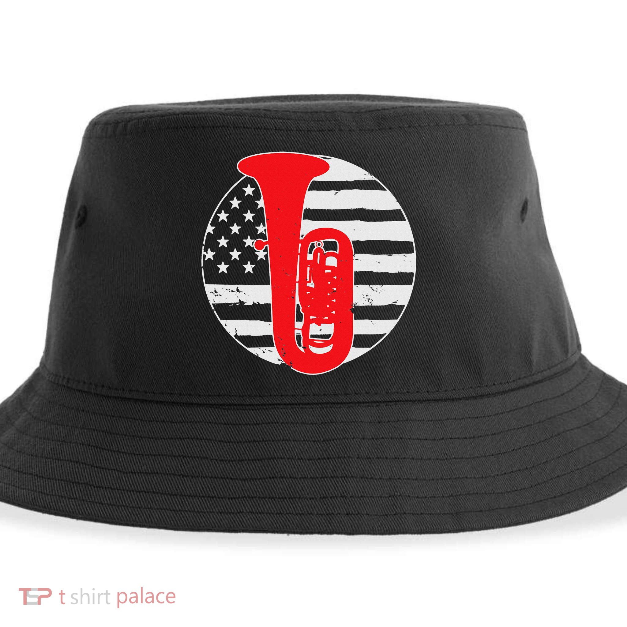 Tuba Player American USA Flag 4th Of July Vintage Sustainable Bucket Hat