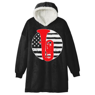 Tuba Player American USA Flag 4th Of July Vintage Hooded Wearable Blanket