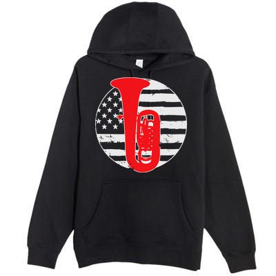 Tuba Player American USA Flag 4th Of July Vintage Premium Pullover Hoodie
