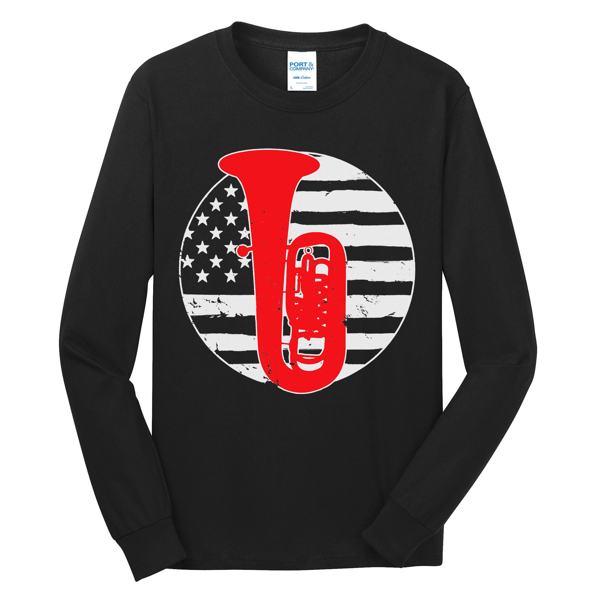 Tuba Player American USA Flag 4th Of July Vintage Tall Long Sleeve T-Shirt