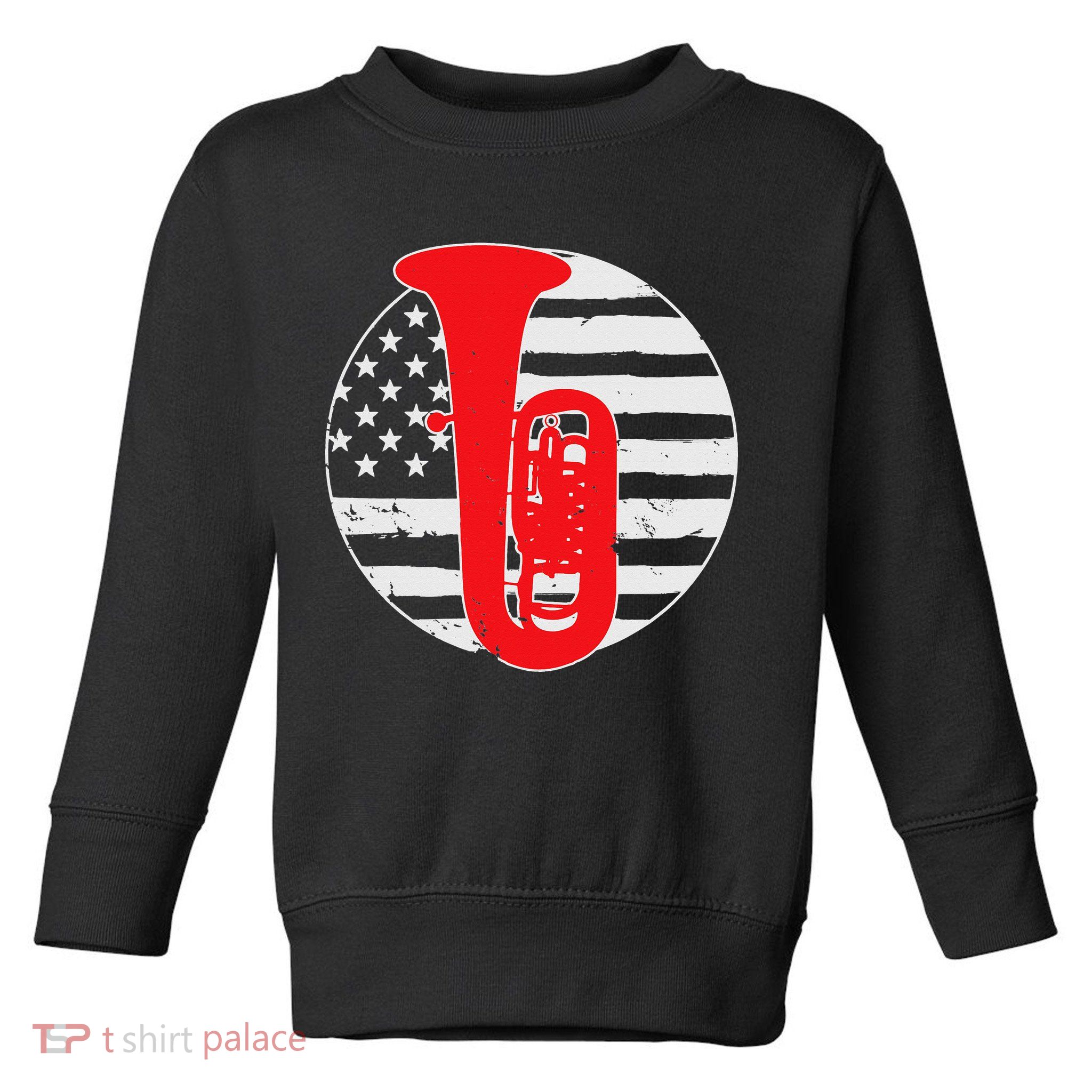Tuba Player American USA Flag 4th Of July Vintage Toddler Sweatshirt