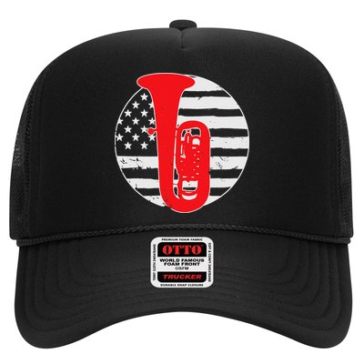 Tuba Player American USA Flag 4th Of July Vintage Trucker Hat