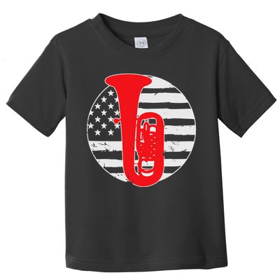 Tuba Player American USA Flag 4th Of July Vintage Toddler T-Shirt