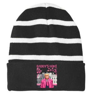 Trump President Again DaddyS Home Take America Back Striped Beanie with Solid Band