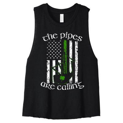 The Pipes Are Calling Bagpipe Women's Racerback Cropped Tank