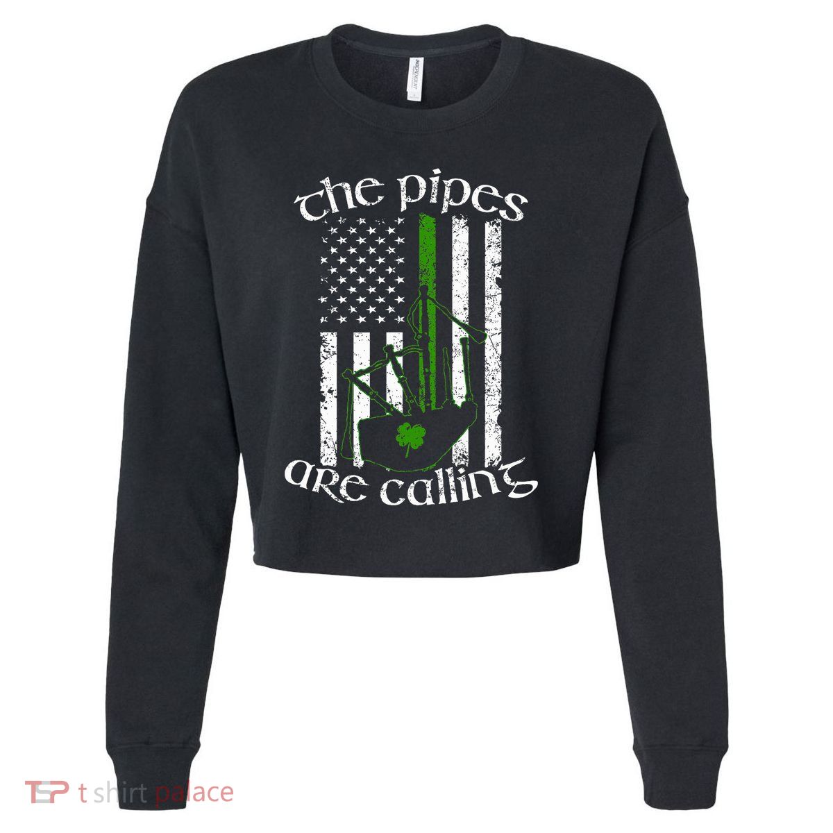 The Pipes Are Calling Bagpipe Cropped Pullover Crew