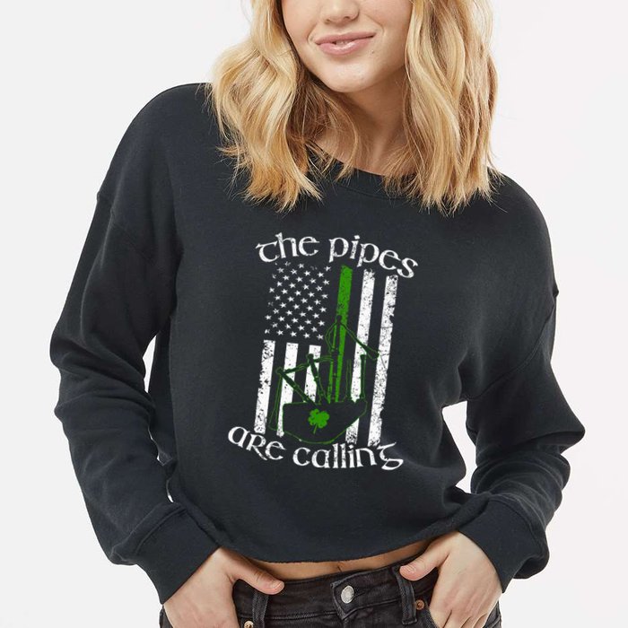 The Pipes Are Calling Bagpipe Cropped Pullover Crew