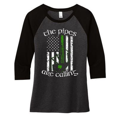 The Pipes Are Calling Bagpipe Women's Tri-Blend 3/4-Sleeve Raglan Shirt