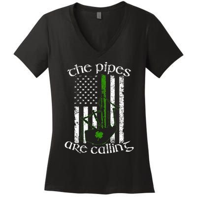 The Pipes Are Calling Bagpipe Women's V-Neck T-Shirt