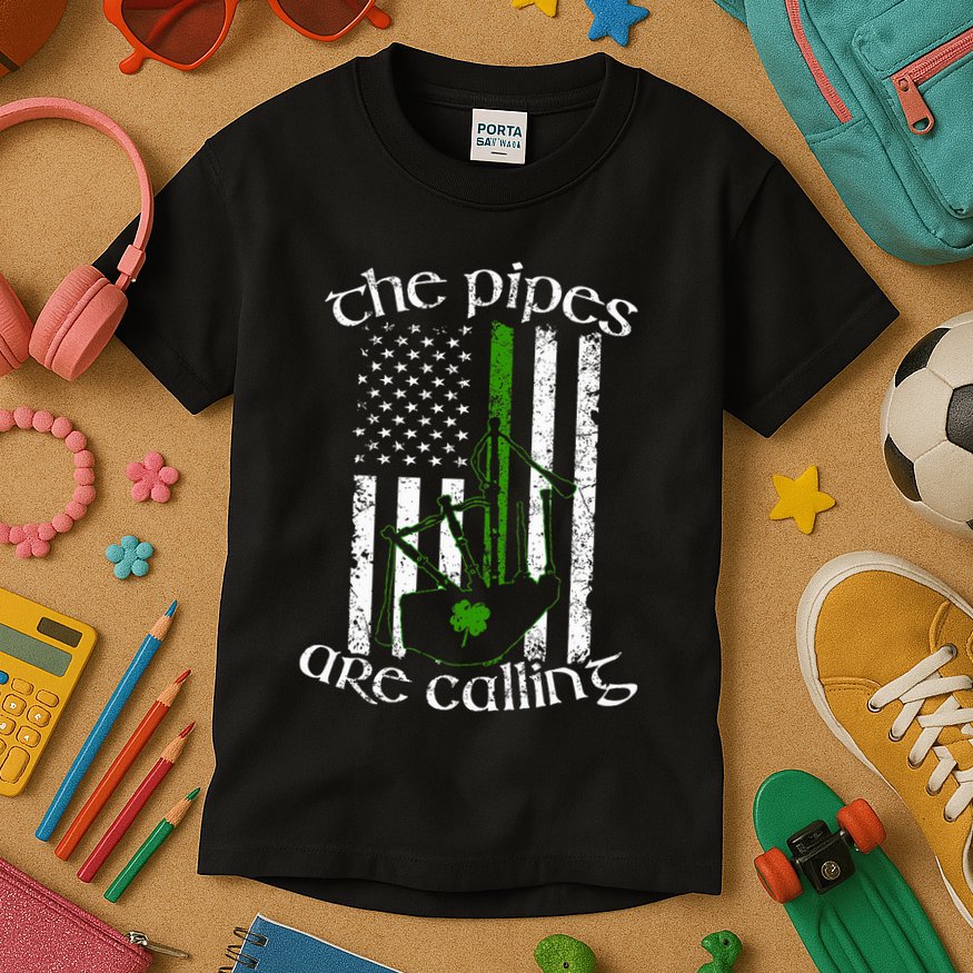 The Pipes Are Calling Bagpipe Kids T-Shirt