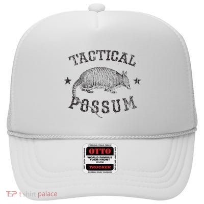 Tactical Possum Armadillo Animal Pun Texas High Crown Mesh Back Trucker Hat