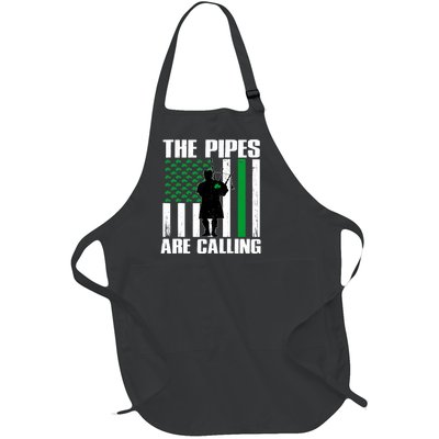 The Pipes Are Calling St Patricks Day Gift Irish Bagpipe Full-Length Apron With Pockets