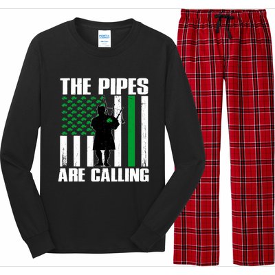 The Pipes Are Calling St Patricks Day Gift Irish Bagpipe Long Sleeve Pajama Set