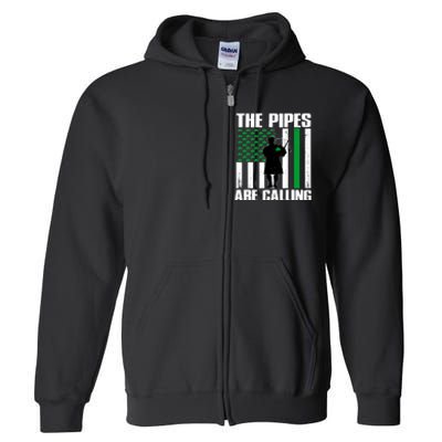 The Pipes Are Calling St Patricks Day Gift Irish Bagpipe Full Zip Hoodie