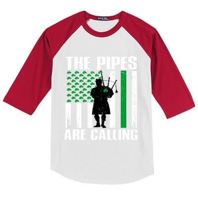 The Pipes Are Calling St Patricks Day Gift Irish Bagpipe Kids Colorblock Raglan Jersey