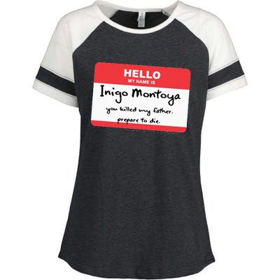 The P.R.I.N.C.E.S.S B.R.I.D.E Inigo Montoya Name Tag Enza Ladies Jersey Colorblock Tee