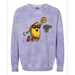 Taco Playing Basketball Mexican Cinco De Mayo Colorblast Crewneck Sweatshirt