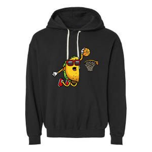 Taco Playing Basketball Mexican Cinco De Mayo Garment-Dyed Fleece Hoodie