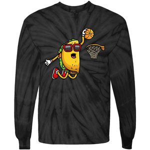 Taco Playing Basketball Mexican Cinco De Mayo Tie-Dye Long Sleeve Shirt