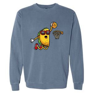 Taco Playing Basketball Mexican Cinco De Mayo Garment-Dyed Sweatshirt