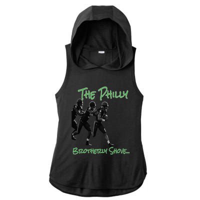 The Philly Brotherly Shove  PanfurWare LLC Ladies PosiCharge Tri-Blend Wicking Draft Hoodie Tank