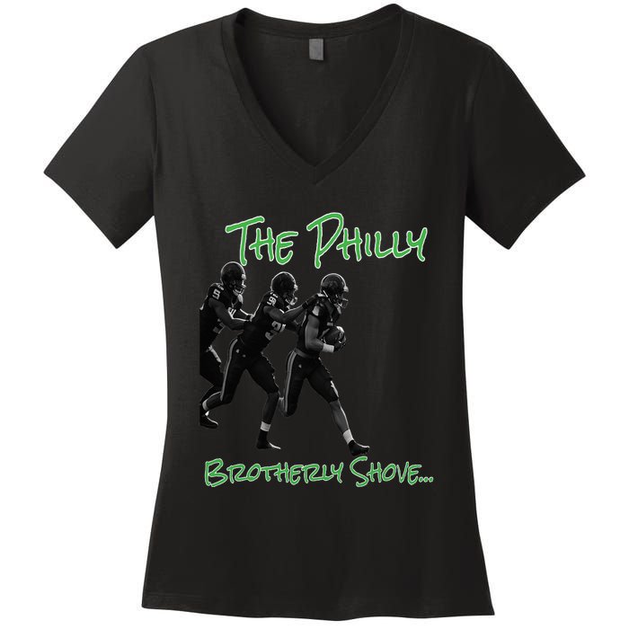 The Philly Brotherly Shove  PanfurWare LLC Women's V-Neck T-Shirt