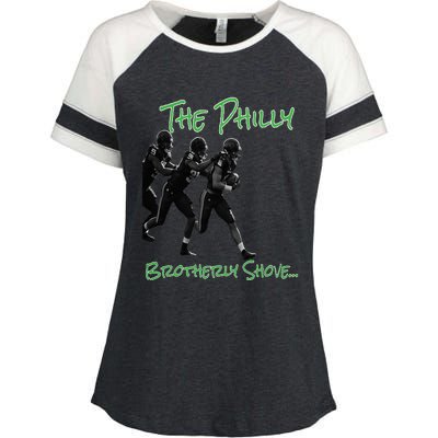 The Philly Brotherly Shove  PanfurWare LLC Enza Ladies Jersey Colorblock Tee