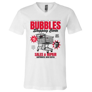 Bubbles Shopping Carts V-Neck T-Shirt