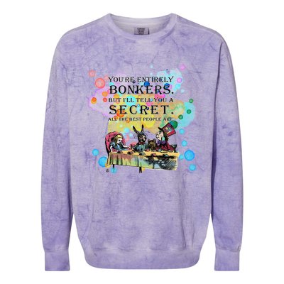 Tea Party Bonkers Quote Alice In Wonderland Colorblast Crewneck Sweatshirt