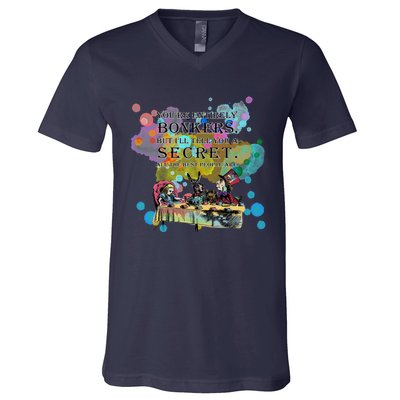 Tea Party Bonkers Quote Alice In Wonderland V-Neck T-Shirt