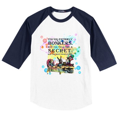 Tea Party Bonkers Quote Alice In Wonderland Baseball Sleeve Shirt