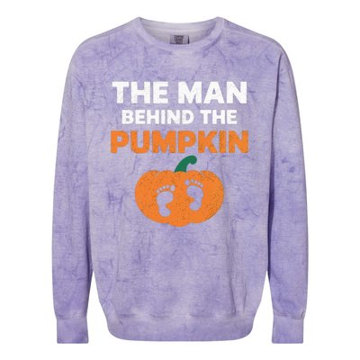 The Person Behind The Pumpkin Halloween Dad Reveal Gift Colorblast Crewneck Sweatshirt