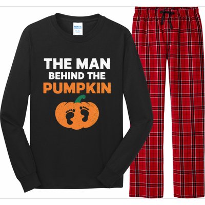 The Person Behind The Pumpkin Halloween Dad Reveal Gift Long Sleeve Pajama Set