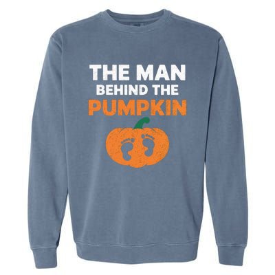 The Person Behind The Pumpkin Halloween Dad Reveal Gift Garment-Dyed Sweatshirt