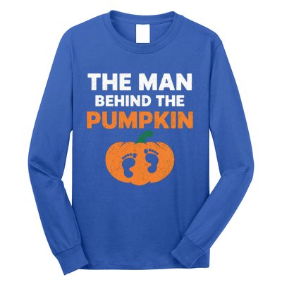 The Person Behind The Pumpkin Halloween Dad Reveal Gift Long Sleeve Shirt