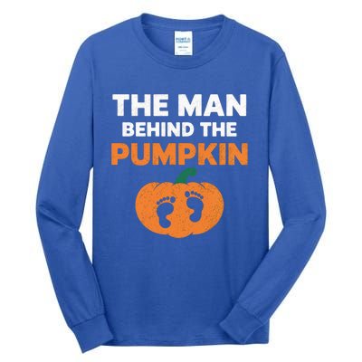 The Person Behind The Pumpkin Halloween Dad Reveal Gift Tall Long Sleeve T-Shirt