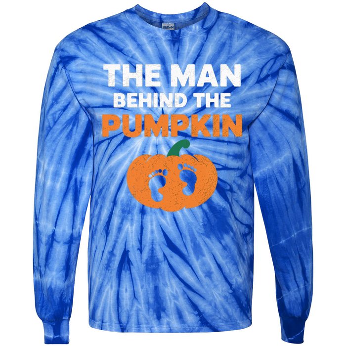 The Person Behind The Pumpkin Halloween Dad Reveal Gift Tie-Dye Long Sleeve Shirt