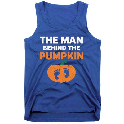 The Person Behind The Pumpkin Halloween Dad Reveal Gift Tank Top