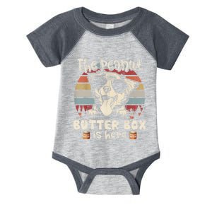 The Peanut Butter Box Is Here Funny Australian Shepherd Infant Baby Jersey Bodysuit