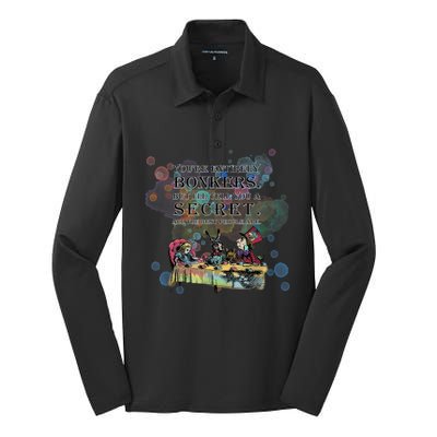 Tea Party Bonkers Quote Alice In Wonderland Silk Touch Performance Long Sleeve Polo